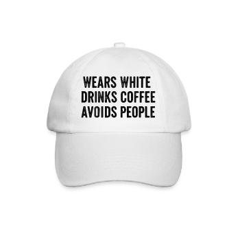 Worn white, drank coffee, avoided people - Baseball Cap - white/white - Front