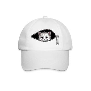 Fermeture éclair pour chat Maman de chat Chat mignons Chats - Casquette classique - blanc/blanc - Devant