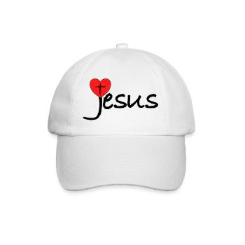 Jesus Heart with Cross - Baseball Cap - white/white - Front