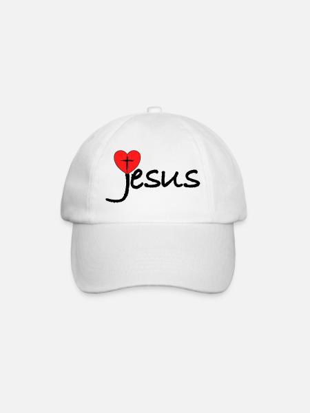 Jesus Herz mit Kreuz  - Baseballkappe - Weiß/Weiß