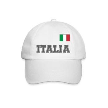 Italien Trikot Look - ITALIA mit Flagge Fahne - Baseballkappe - Weiß/Weiß - Vorne