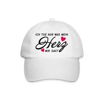 Ich tue nur was mein Herz mir sagt Shirt - Baseballkappe - Weiß/Weiß - Vorne