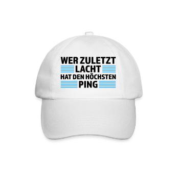 Wer zuletzt lacht höchsten Ping Gamer Shirt - Baseballkappe - Weiß/Weiß - Vorne