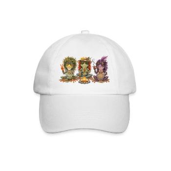 Three boho frogs at the campfire - Baseball Cap - white/white - Front