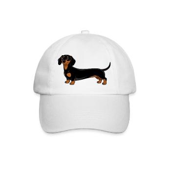 Minimalist Dachshund Extra Long Shirt - Baseball Cap - white/white - Front