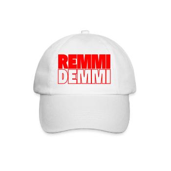 Remmi Demmi, Double Typo Red Black Block Font - Baseball Cap - white/white - Front