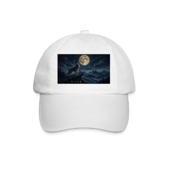 Moonlit Wolf Howl Over Peaks - Baseball Cap - white/white - Front
