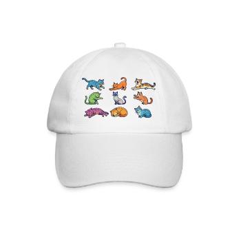 Bunte Katzen: Süße Comic Kätzchen Pop-Art - Baseballkappe - Weiß/Weiß - Vorne