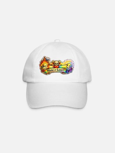 Hate or Love? - Baseballkappe - Weiß/Weiß