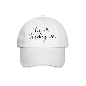 Eishockey Schriftzug mit Herz - Baseballkappe - Weiß/Weiß - Vorne