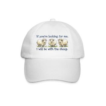 I will be with the sheep Lustiges Schaf Motiv - Baseballkappe - Weiß/Weiß - Vorne