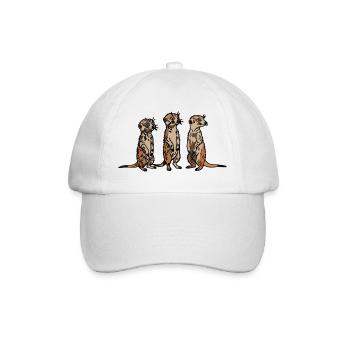 Niedliches, handgezeichnetes Erdmännchen-Trio-Design - Baseballkappe - Weiß/Weiß - Vorne
