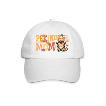 Pekingesische Mutter – Peke-Hund-Mama Schoßhund Löwenhund - Baseballkappe - Weiß/Weiß - Vorne