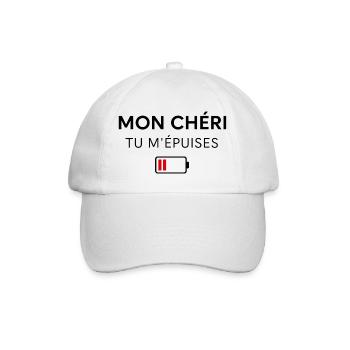 Mon Chéri & Ma Chérie – Tu m’épuises - Casquette classique - blanc/blanc - Devant