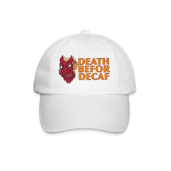 Death before Decaf: Flames Skull - Baseball Cap - white/white - Front