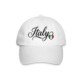 Italy Tricolor Heart Script - Baseball Cap - white/white - Front
