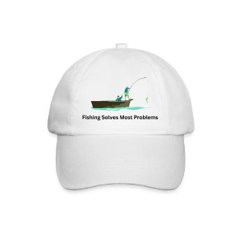 Fishing Solves Most Problems – Angler - Baseball Cap - white/white - Front