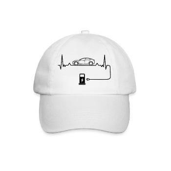 Electric car love with heartbeat Electric cars - Baseball Cap - white/white - Front
