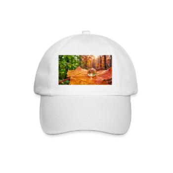 Autumn Leaf with Glass Ball and Forest Reflection - Baseball Cap - white/white - Front