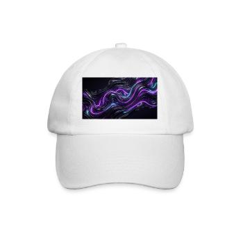 Абстрактные черные волны с неоновыми фиолетовыми и - Baseball Cap - white/white - Front