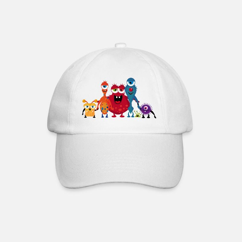 Eine bunte Monster Familie hat gemeinsam Spaß - Baseballkappe - Weiß/Weiß