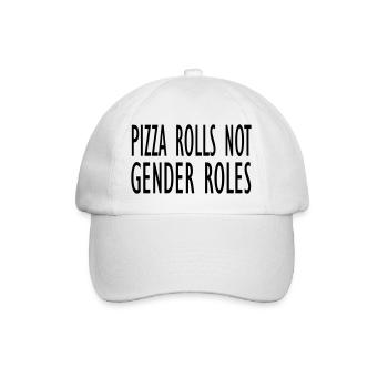 Pizza rolls not gender roles - Baseball Cap - white/white - Front