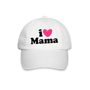 i love mama - i heart mama - ich liebe mutti mom - Baseballkappe - Weiß/Weiß - Vorne