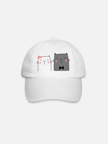 Cats Couple Couple Couple Wedding Couple Wedding - Baseball Cap - white/white