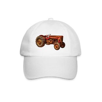 roter Traktor Oldtimer - Baseballkappe - Weiß/Weiß - Vorne
