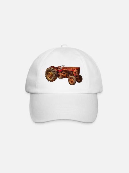 red tractor classic car - Baseball Cap - white/white