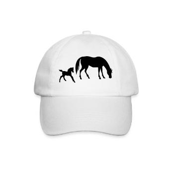 Pferd und Fohlen Design - Baseballkappe - Weiß/Weiß - Vorne
