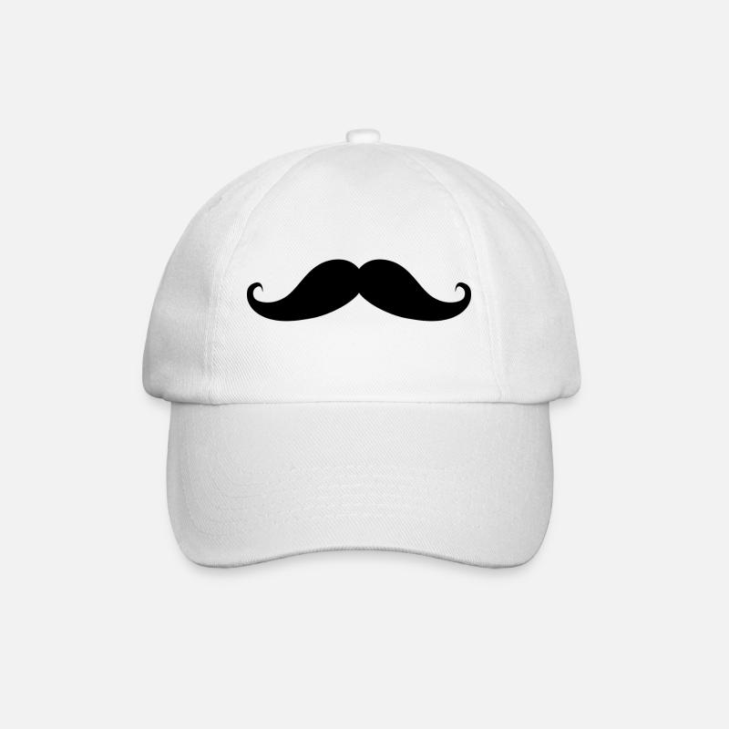 moustache - Baseball Cap - white/white