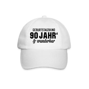 Geburtstagskind 90 wunderbar - Baseballkappe - Weiß/Weiß - Vorne