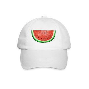 Smiley Wassermelone - Sommer - Früchte - Melone - Baseballkappe - Weiß/Weiß - Vorne
