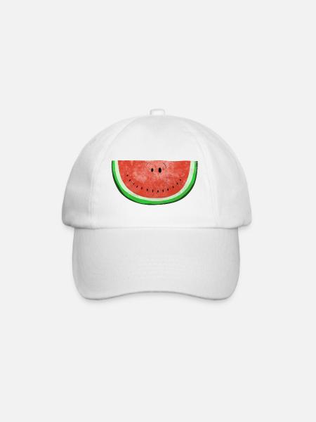 Smiley Wassermelone - Sommer - Früchte - Melone - Baseballkappe - Weiß/Weiß
