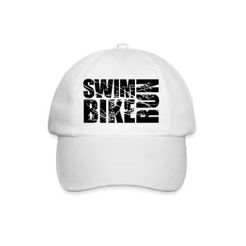 scratch tears stamp swim bike run text logo tria - Baseball Cap - white/white - Front
