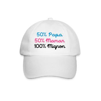 Papa 50% 50% 100% Nette Mom - Baseballkappe - Weiß/Weiß - Vorne
