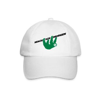 Faultier Mach ich morgen Spruch Prokrastination - Baseballkappe - Weiß/Weiß - Vorne
