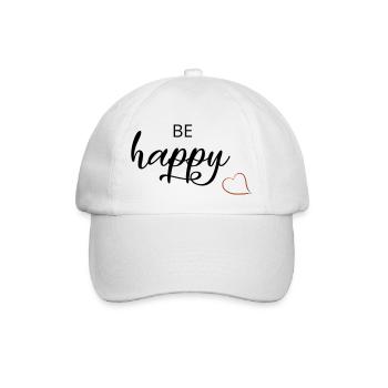 be happy - Baseballkappe - Weiß/Weiß - Vorne