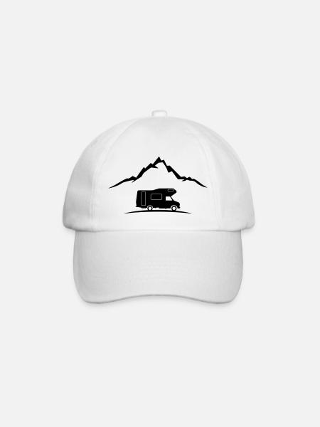 Reise - Berge Wohnmobil - Baseballkappe - Weiß/Weiß