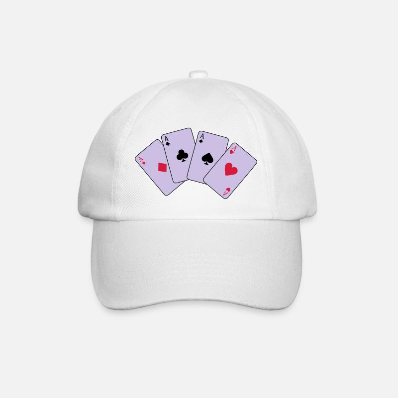 Karten, Poker, Ass, Spielkarten - Baseballkappe - Weiß/Weiß
