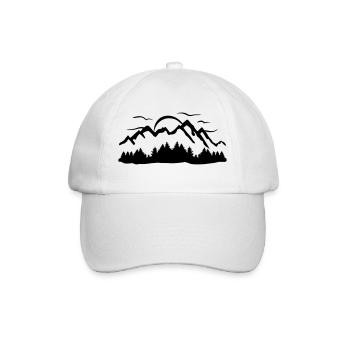 Berg, Wald, Sonne und Wolken - Baseballkappe - Weiß/Weiß - Vorne
