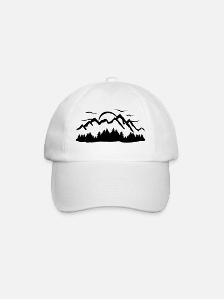 Berg, Wald, Sonne und Wolken - Baseballkappe - Weiß/Weiß