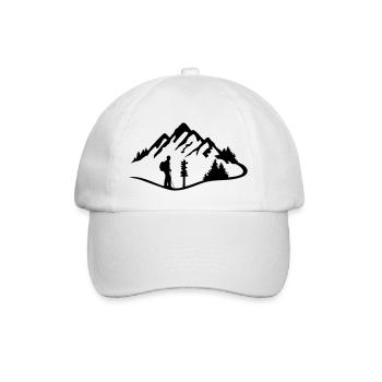 Hiking Man and Mountains - Baseball Cap - white/white - Front