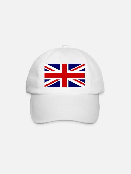 United Kingdom Flag, Great Britain, England Flagge - Baseballkappe - Weiß/Weiß