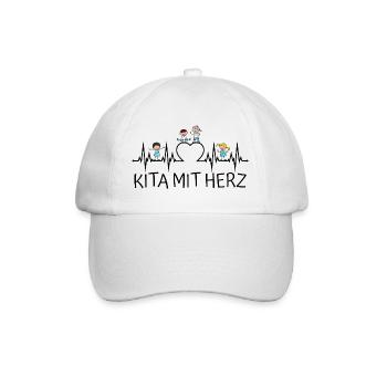 Kita mit Herz - Baseballkappe - Weiß/Weiß - Vorne