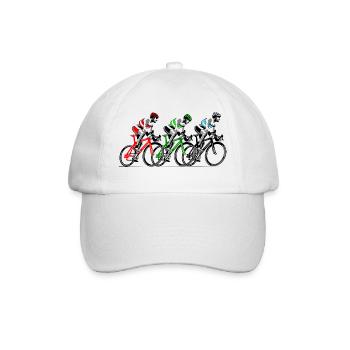 Three cyclists on the move - Baseball Cap - white/white - Front