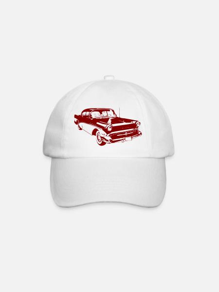 Vintage trader - old car - red - Baseball Cap - white/white