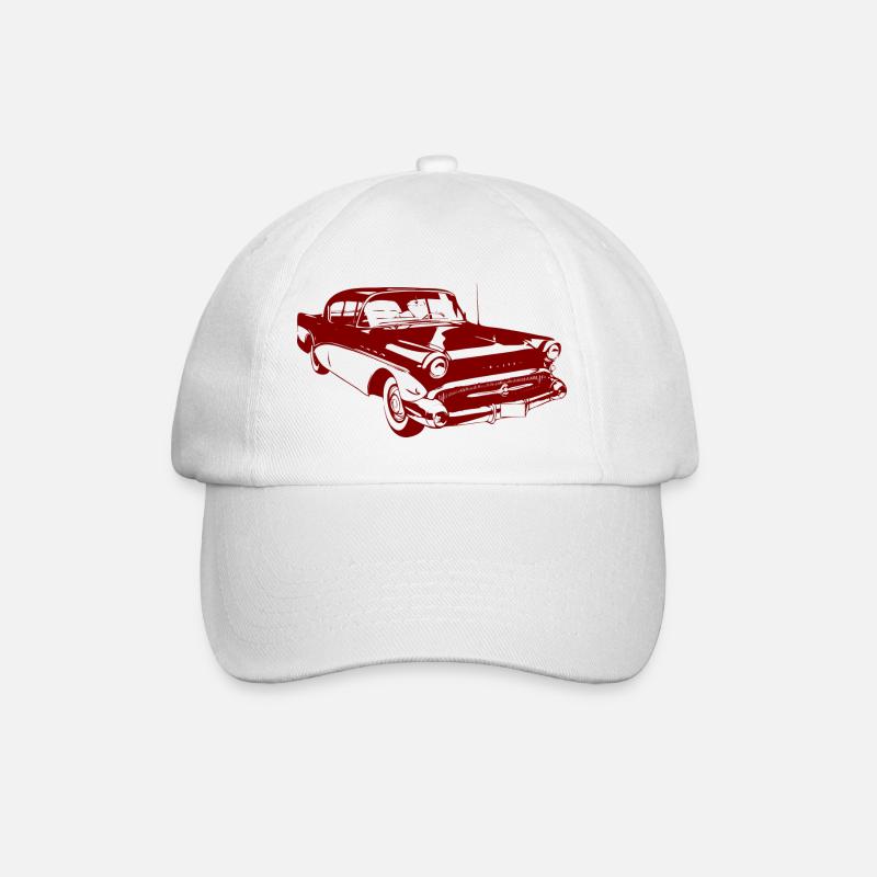 Oldtimer Trader - altes Auto - rot - Baseballkappe - Weiß/Weiß
