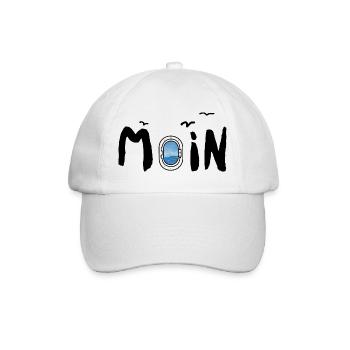 Moin Meer Leuchtturm Möwe See Nordisch Maritim - Baseballkappe - Weiß/Weiß - Vorne